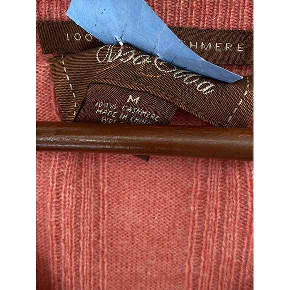 Tasso Elba Peach Coral Salmon Ribbed Cashmere Sweater Men's Size M Long Sleeve - Picture 5 of 5